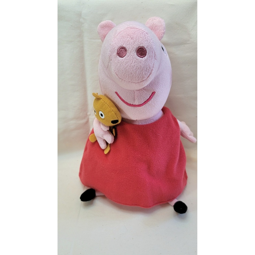 Peppa Pig Plush Toy with Teddy Bear Pink Red Dress Stuffed Animal Character '21